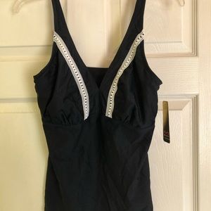 Maidenform Black Tankini Bathing Suit Top NWT